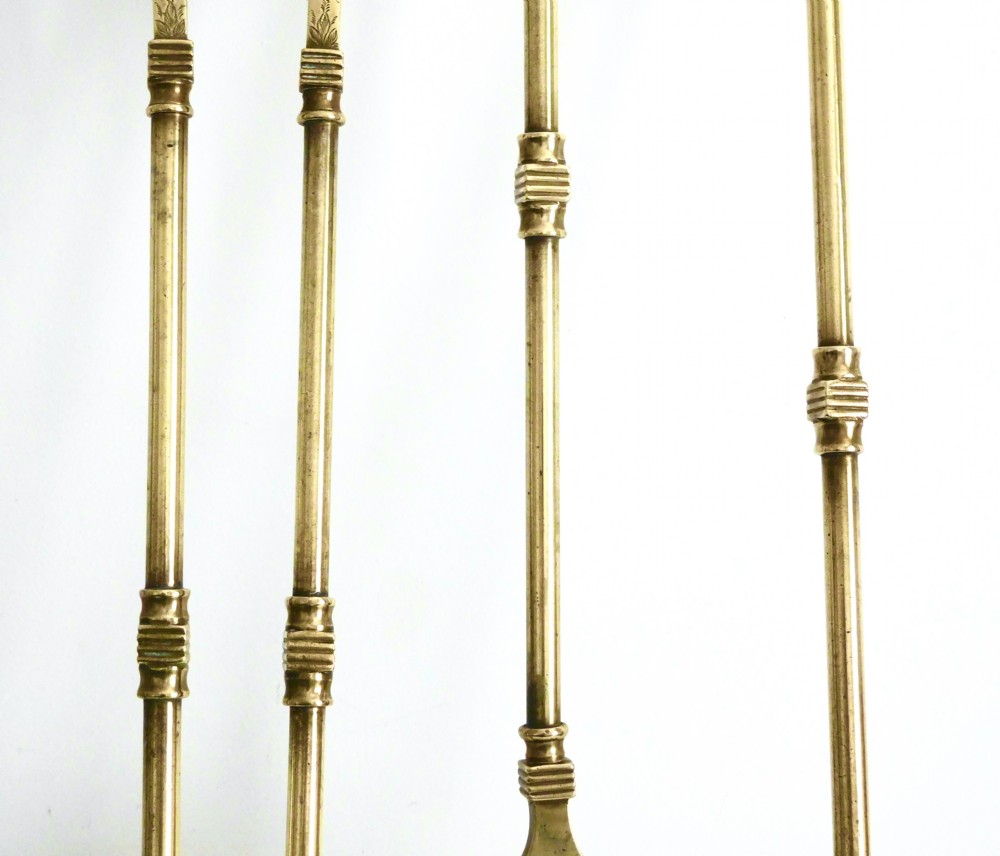 SET OF LONG HANDLE BRASS FIRE IRONS View IV