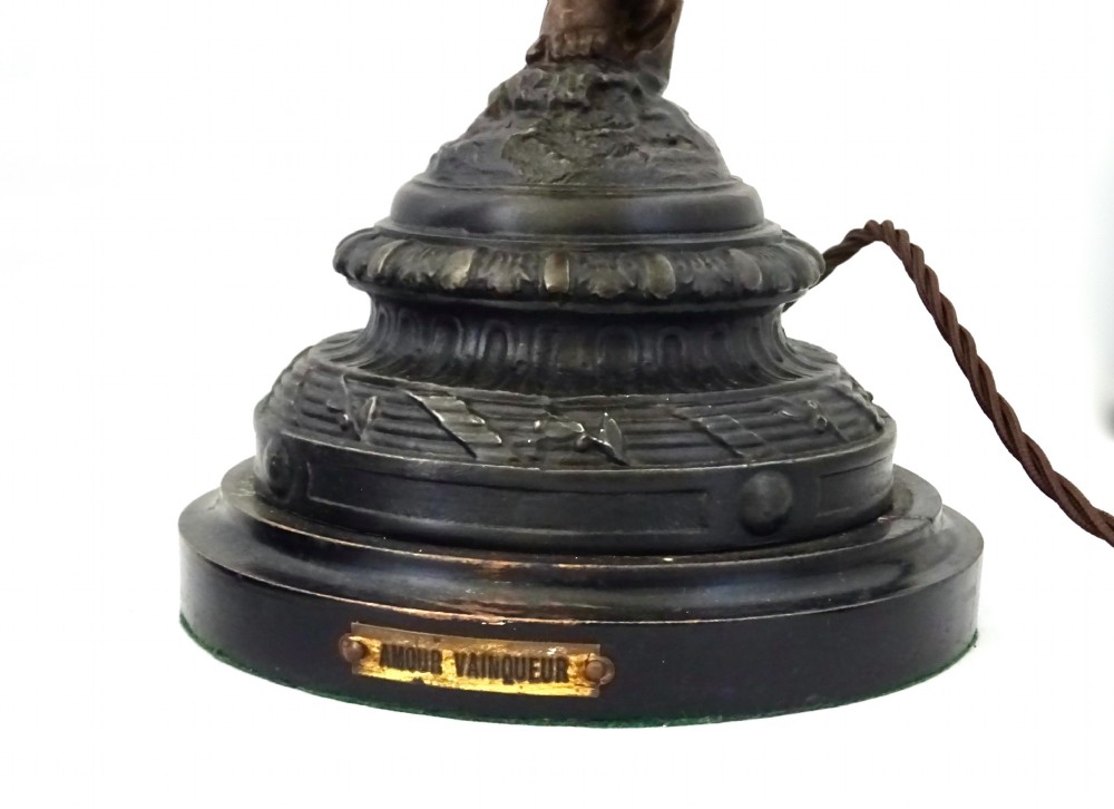 PAIR SPELTER CHERUB LAMPS View VII