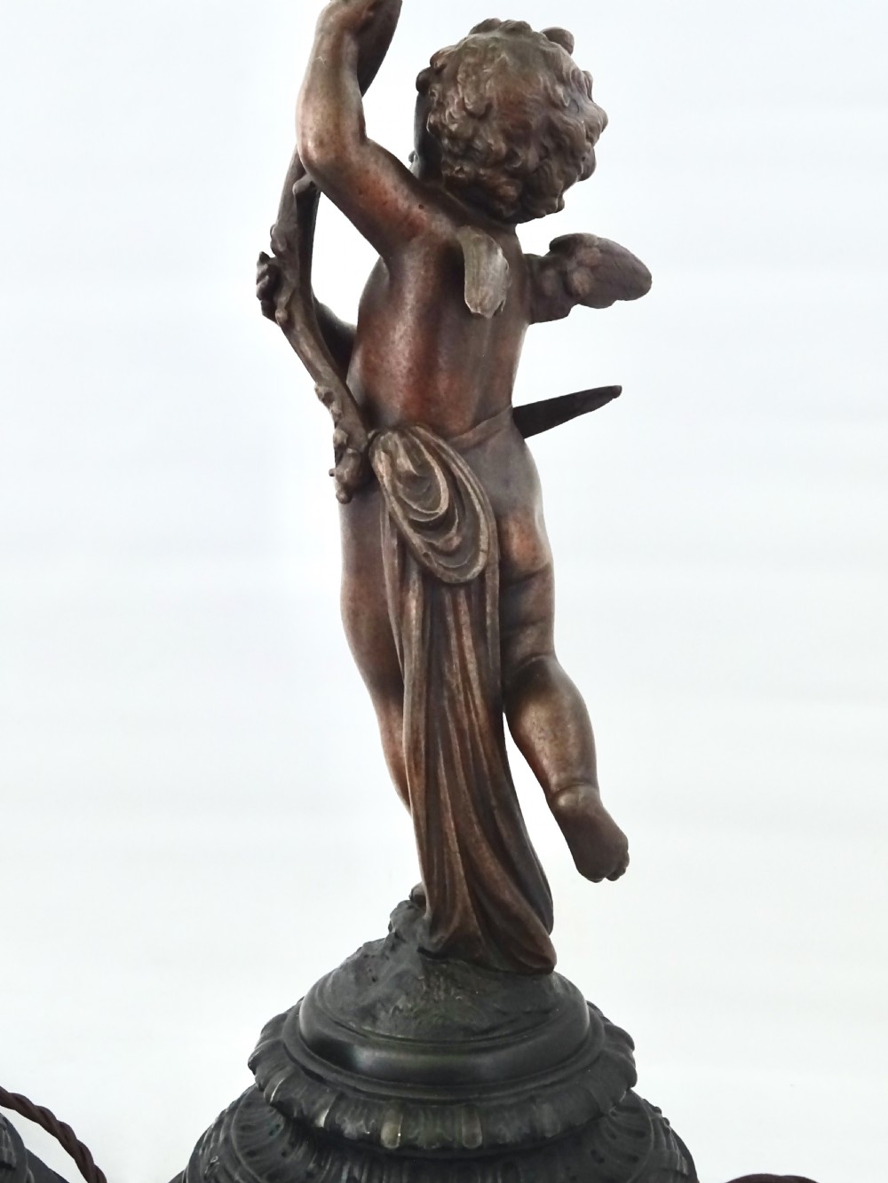 PAIR SPELTER CHERUB LAMPS View V