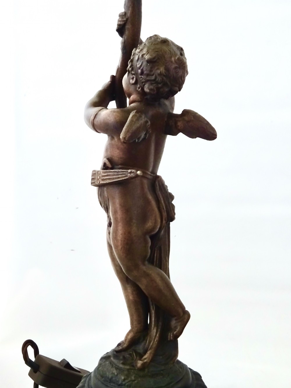 PAIR SPELTER CHERUB LAMPS View VI