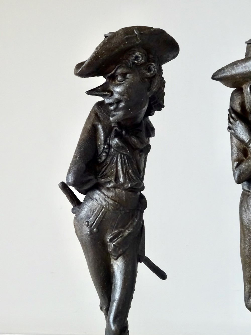 PAIR FIN DE SIECLE SPELTER 'GROTESQUE'CANDLESTICKS View II
