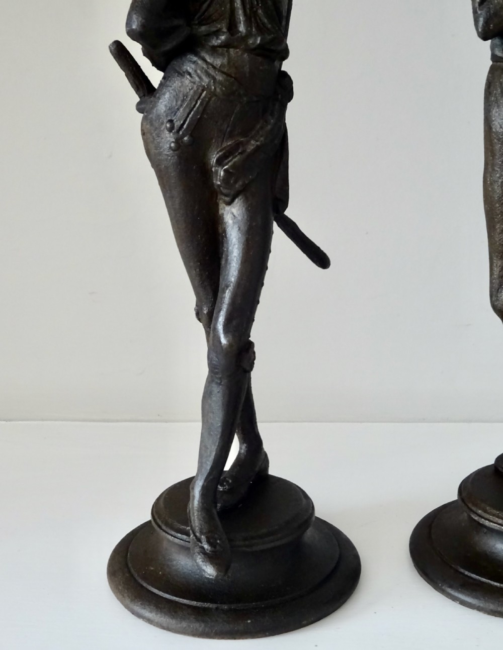 PAIR FIN DE SIECLE SPELTER 'GROTESQUE'CANDLESTICKS View III