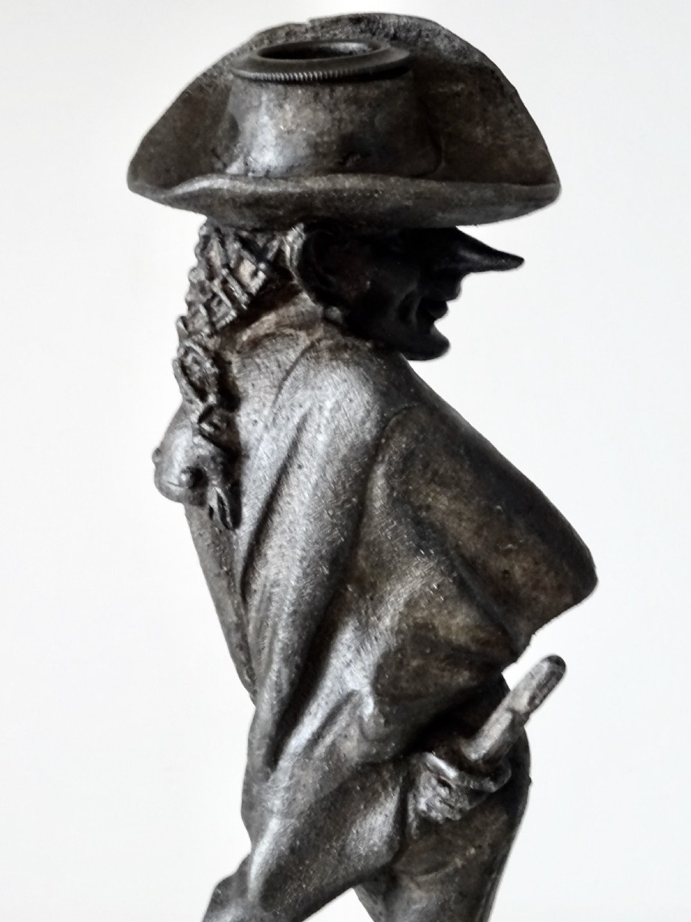 PAIR FIN DE SIECLE SPELTER 'GROTESQUE'CANDLESTICKS View VIII