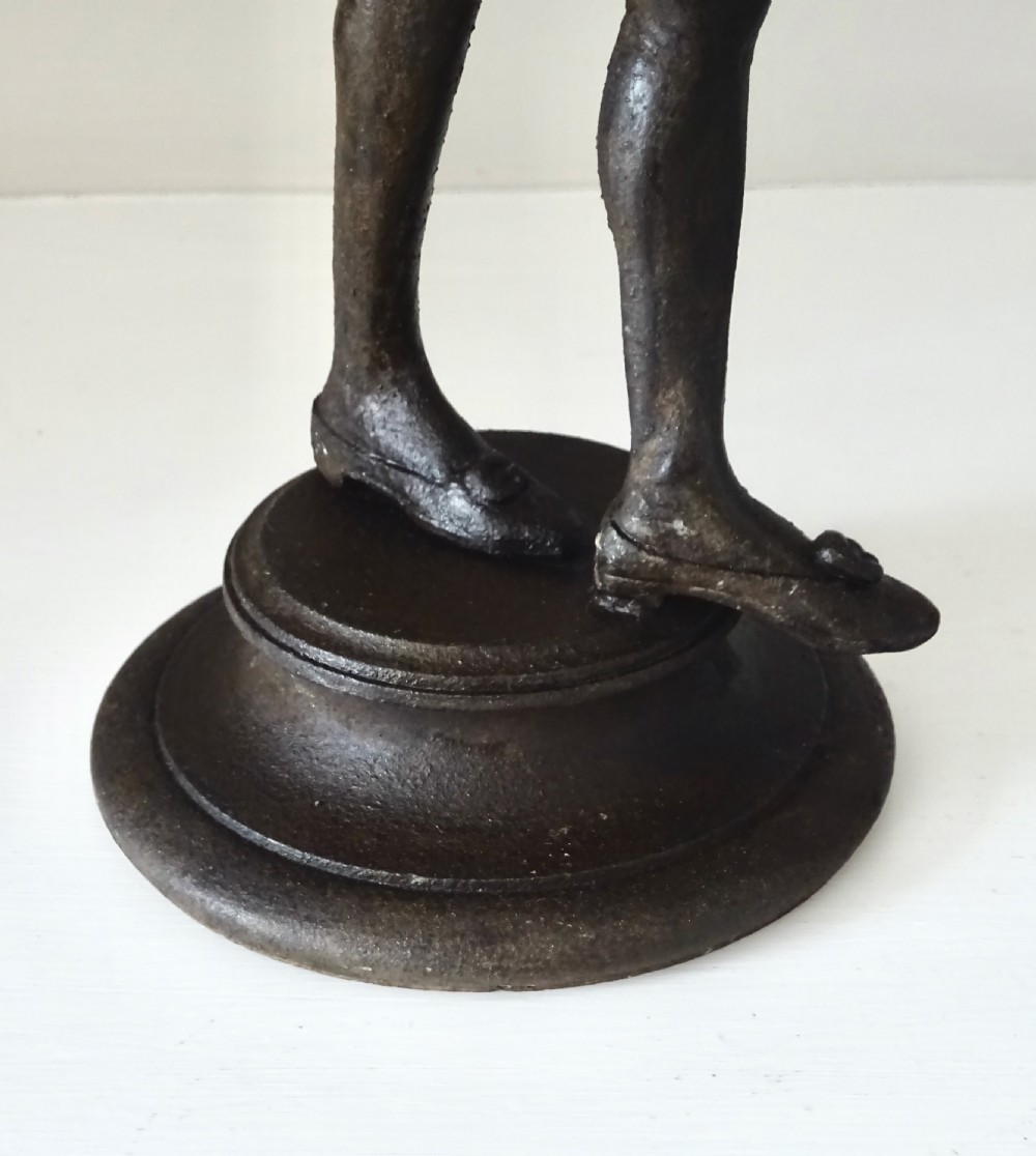 PAIR FIN DE SIECLE SPELTER 'GROTESQUE'CANDLESTICKS View X