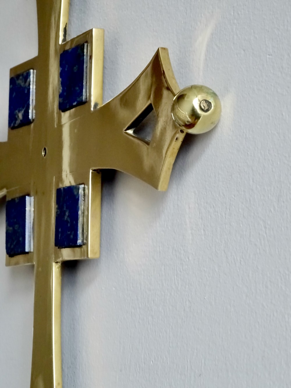 LARGE BRONZE, BRASS AND LAPIS CROSS View III