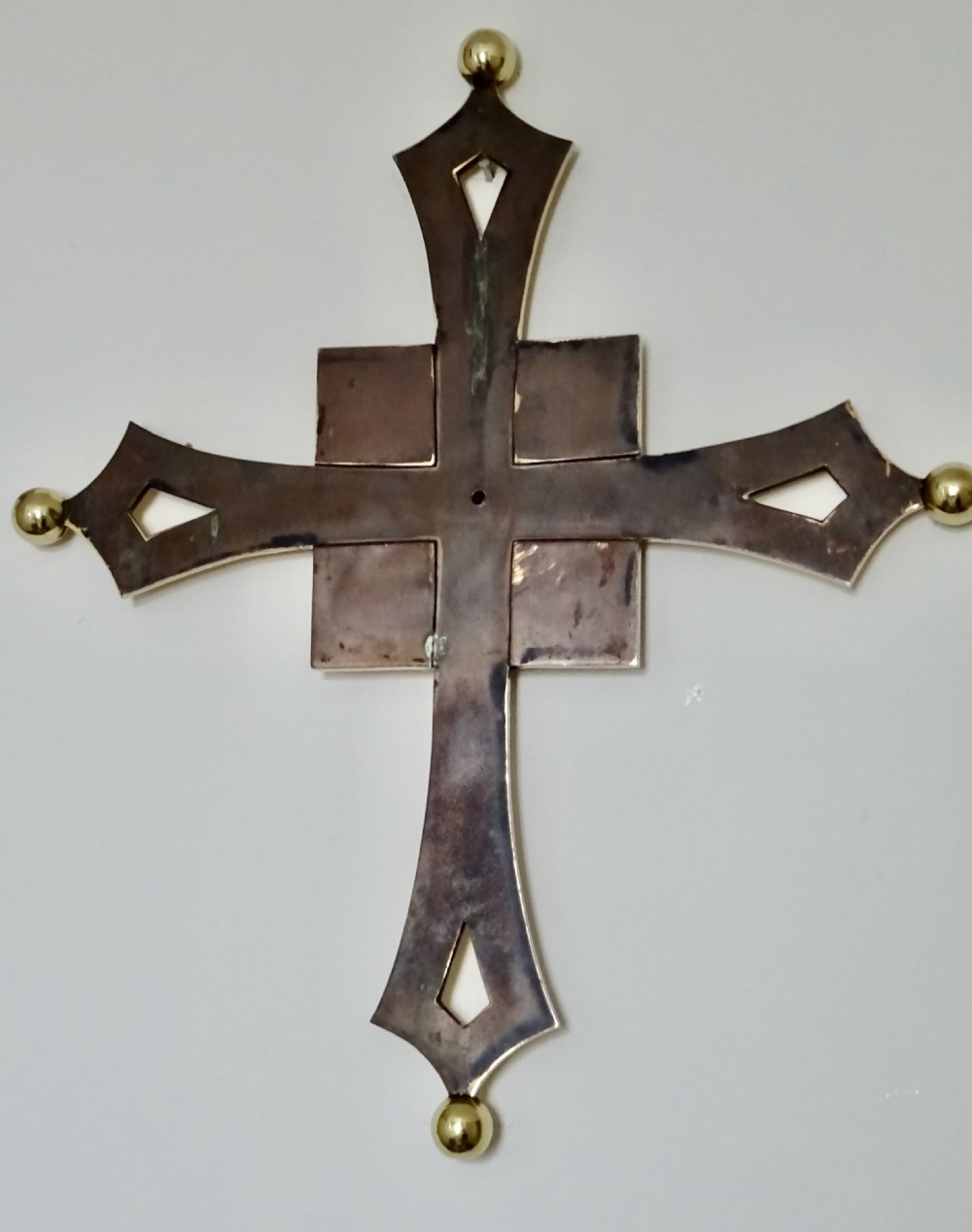LARGE BRONZE, BRASS AND LAPIS CROSS View V