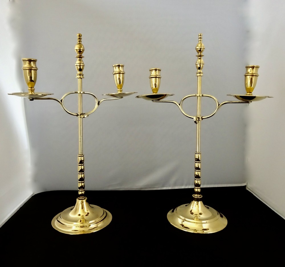 C 1890  PAIR ADJUSTABLE BRASS CANDLESTICKS View IX
