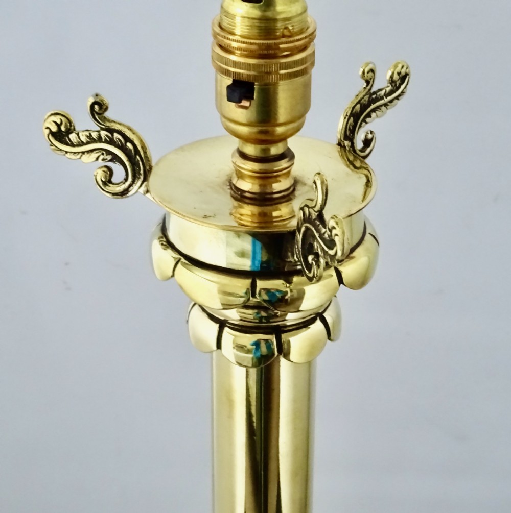 TALL VICTORIAN BRASS TABLE  LAMP View III