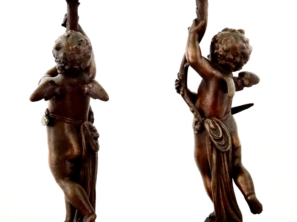 PAIR SPELTER CHERUB LAMPS View II