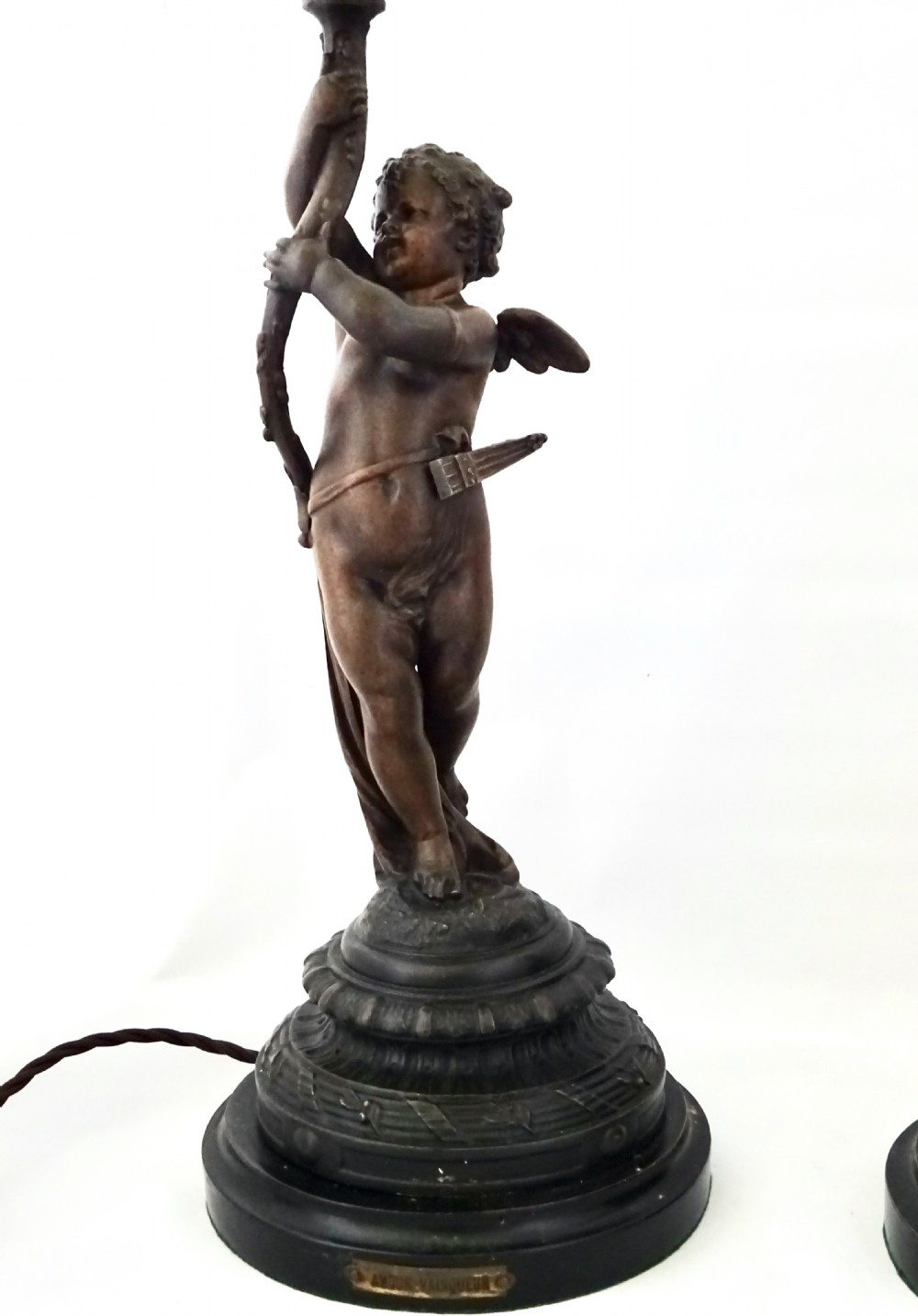PAIR SPELTER CHERUB LAMPS View IV