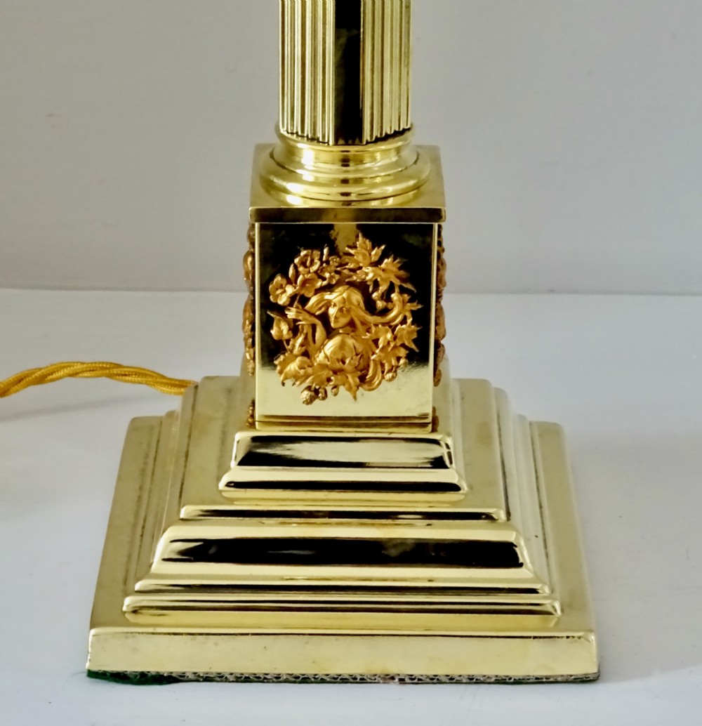 EARLY 20THC  BRASS COLUMN TABLE LAMP View II