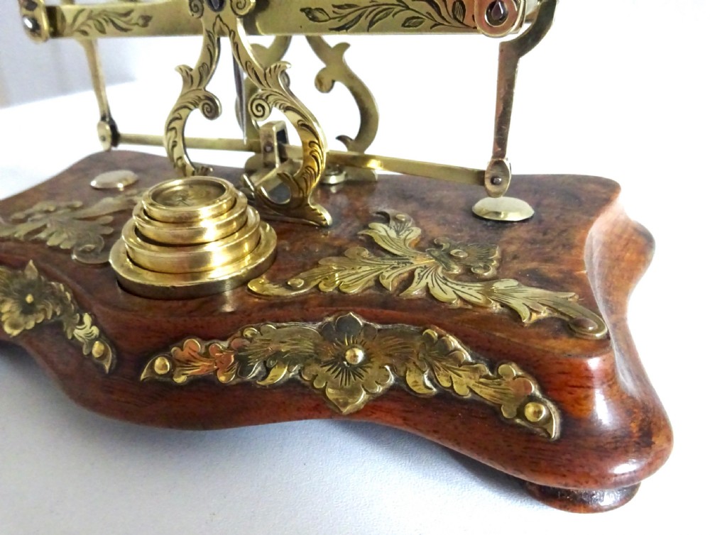 POSTAL SCALES ON A BRASS AND WALNUT BASE View VI