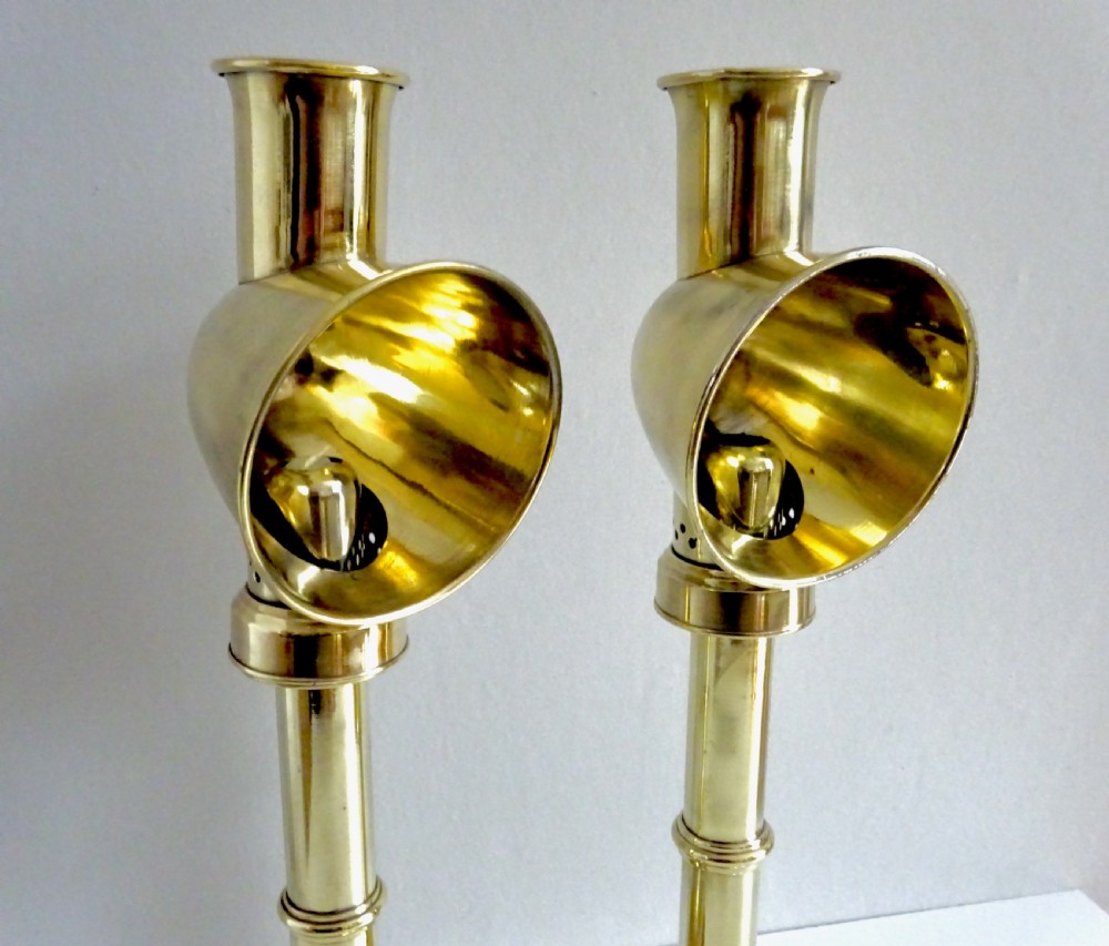 PAIR OF SPRING LOADED CANDLE LAMPS WITH ORIGINAL SHADES View II