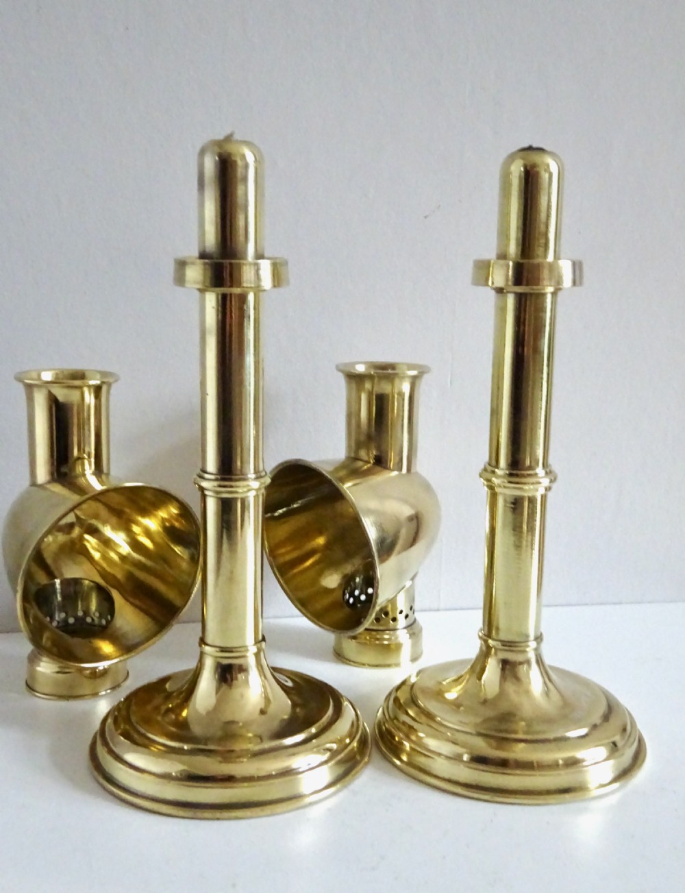 PAIR OF SPRING LOADED CANDLE LAMPS WITH ORIGINAL SHADES View IV