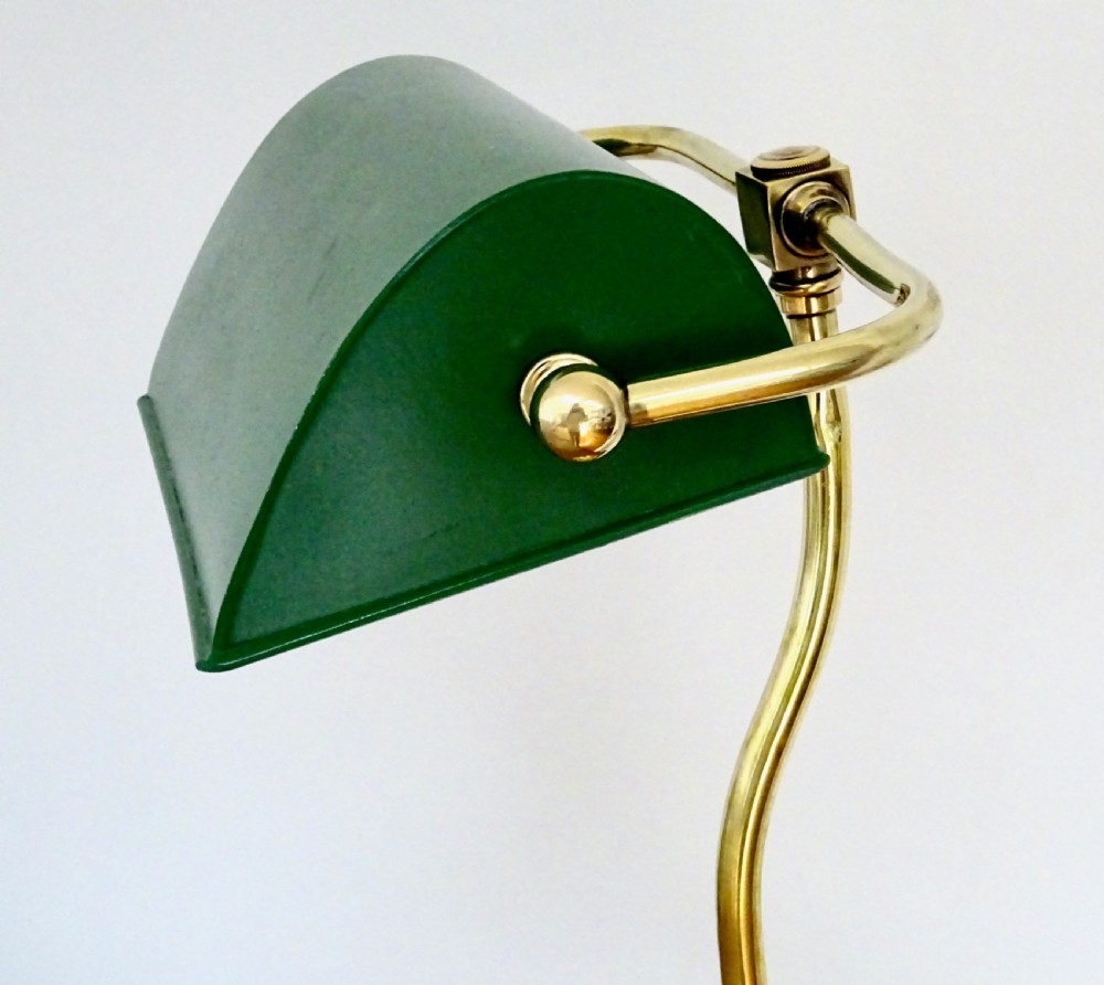 C1910-30 A BRASS DESK LAMP WITH ORIGINAL SHADE
 View II