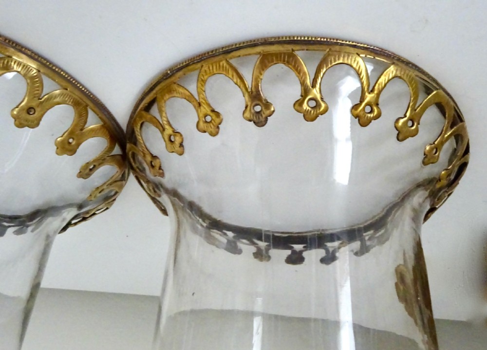 VICTORIAN PAIR CANDLE LAMPS WITH ORIGINAL SHADES View VII