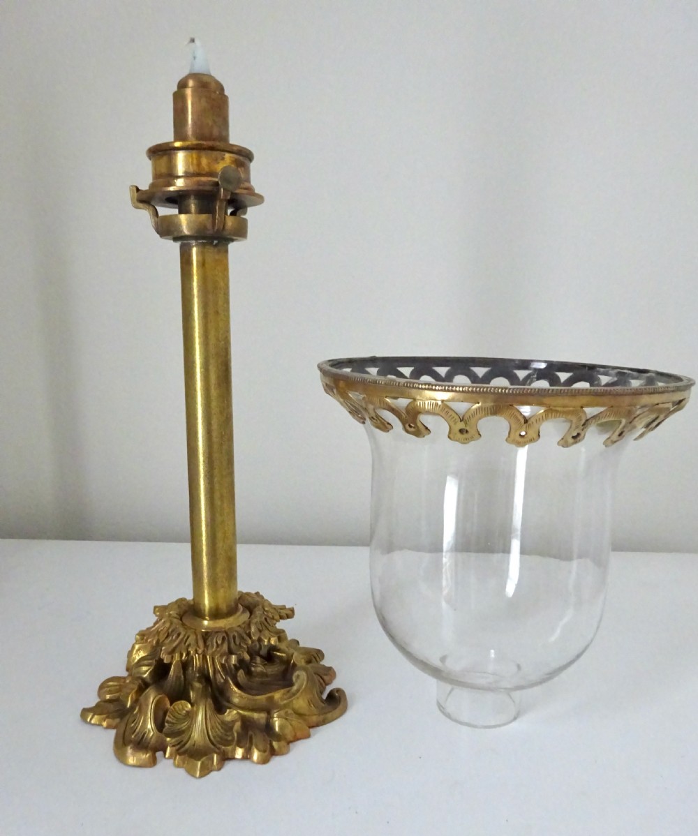 VICTORIAN PAIR CANDLE LAMPS WITH ORIGINAL SHADES View IX