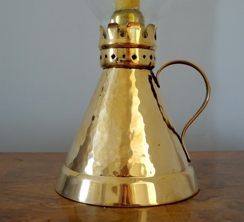 HANDMADE BRONZE  SIGNED CANDLE LAMP View II
