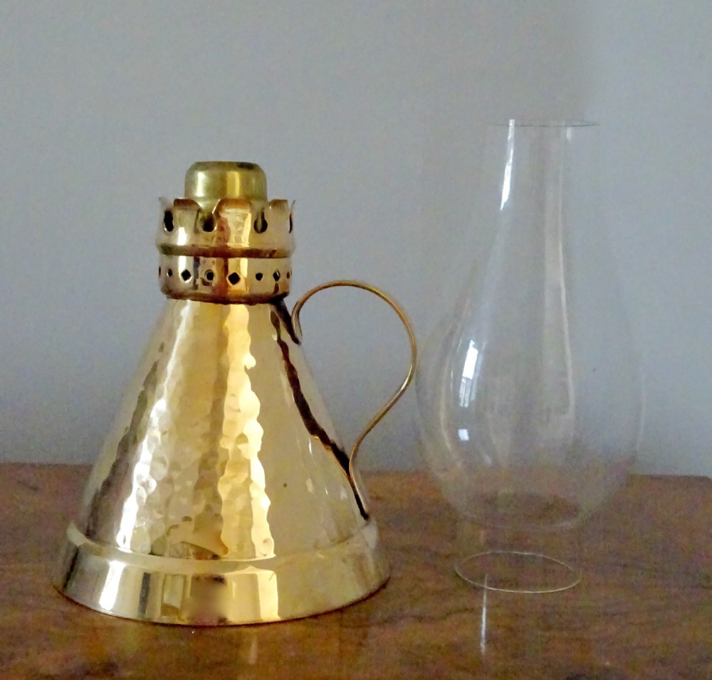 HANDMADE BRONZE  SIGNED CANDLE LAMP View IV