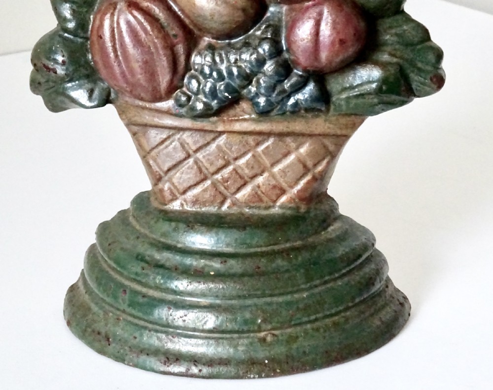 PAINTED IRON DOOR STOP BASKET OF FRUIT View III