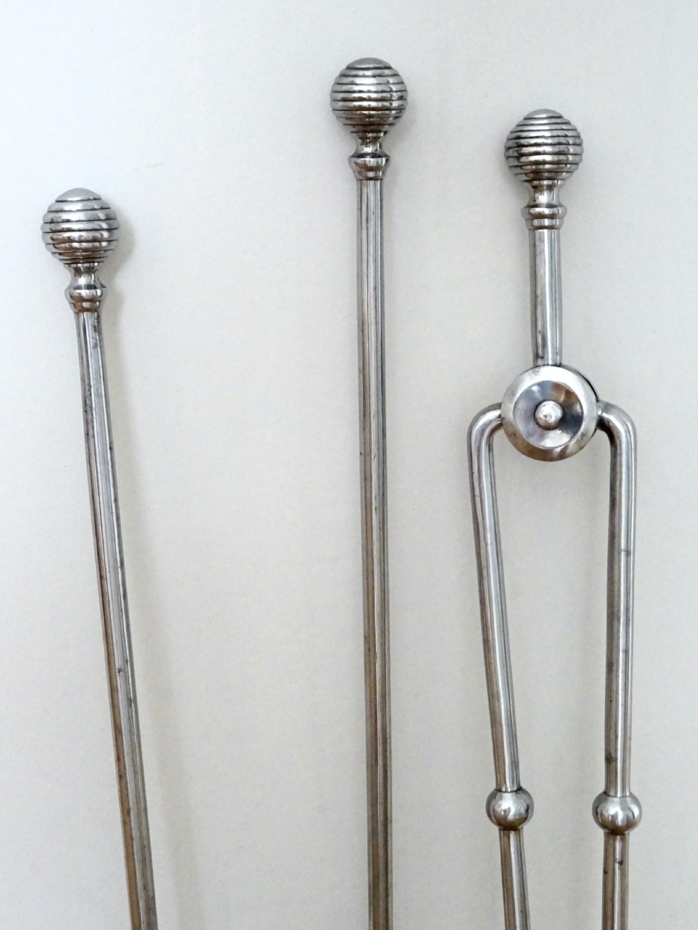 C1900-1930 SET OF POLISHED STEEL FIRE IRONS View II