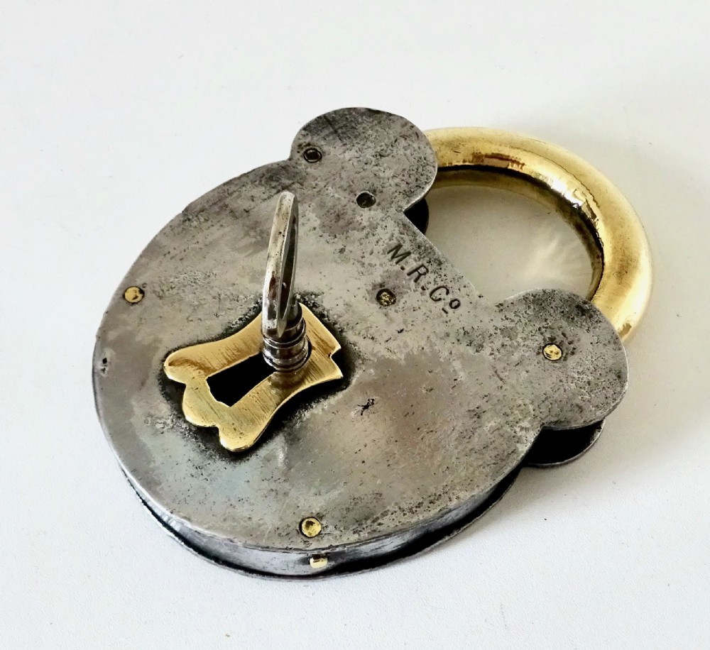 LARGE IRON PADLOCK AND KEY 