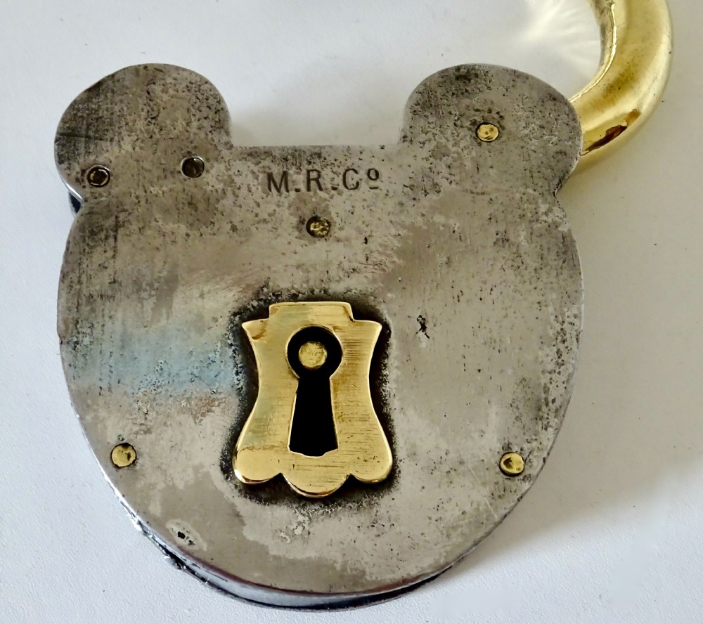LARGE IRON PADLOCK AND KEY  View III