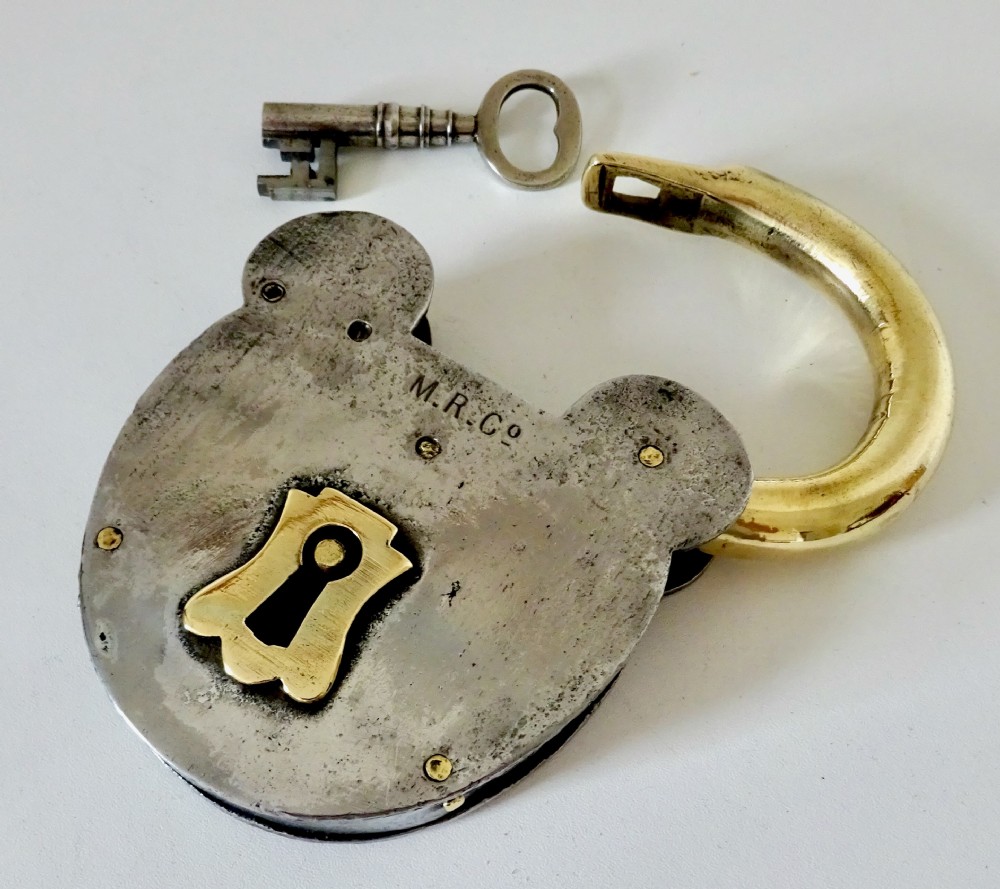 LARGE IRON PADLOCK AND KEY  View II