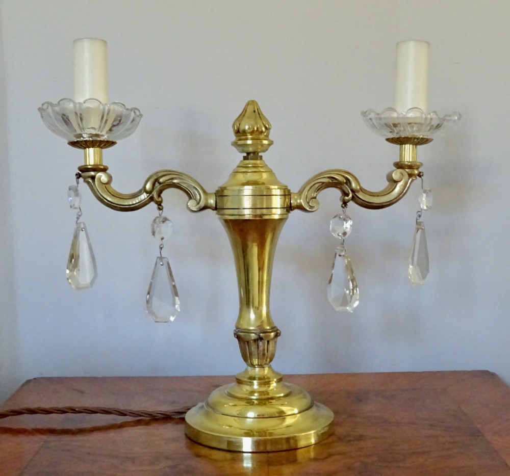 PAIR DOUBLE ARM BRASS  TABLE LAMPS View II