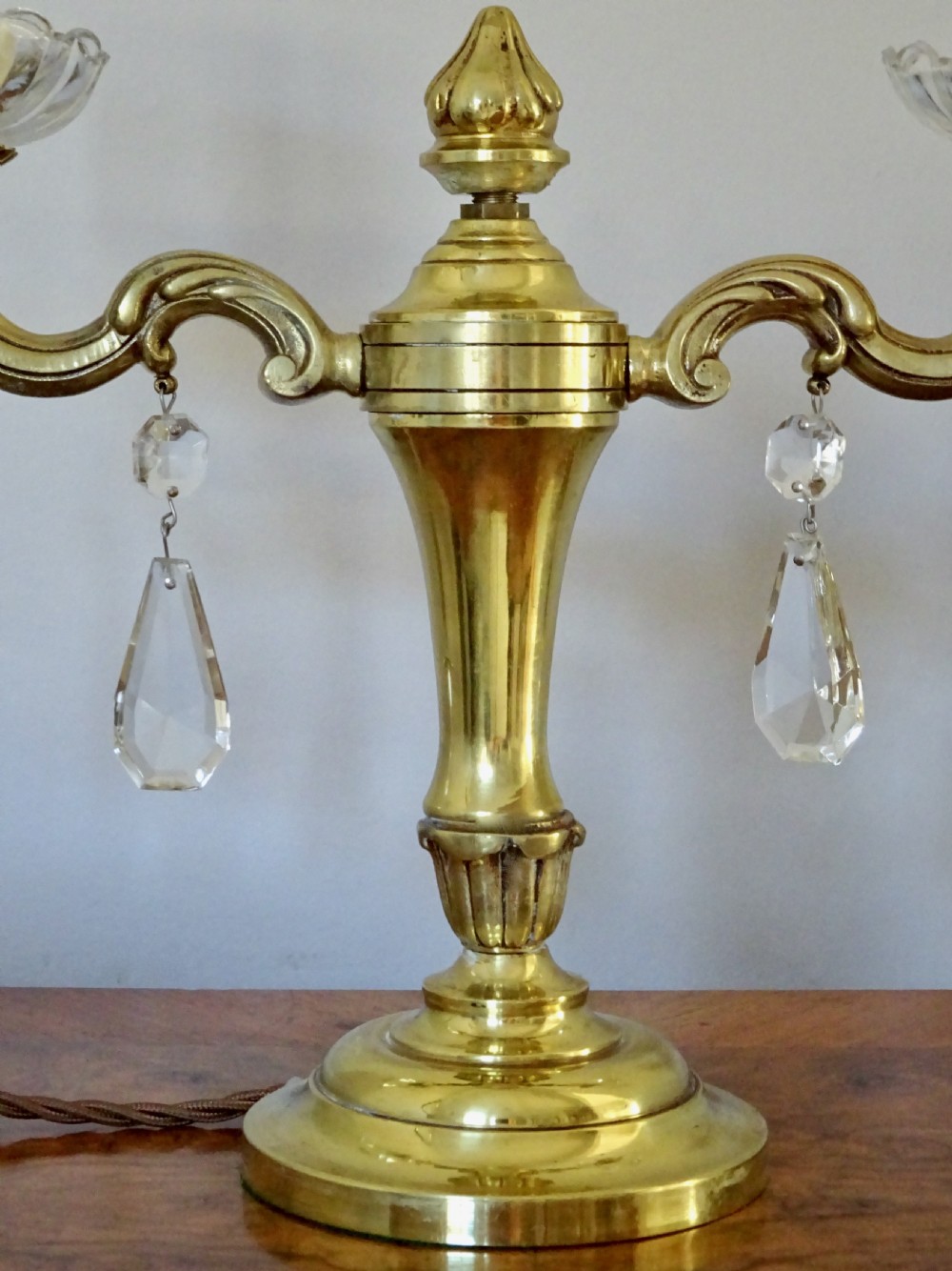 PAIR DOUBLE ARM BRASS  TABLE LAMPS View III