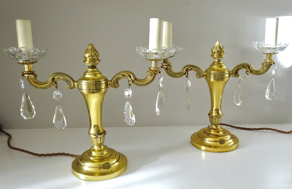 PAIR DOUBLE ARM BRASS  TABLE LAMPS View VIII