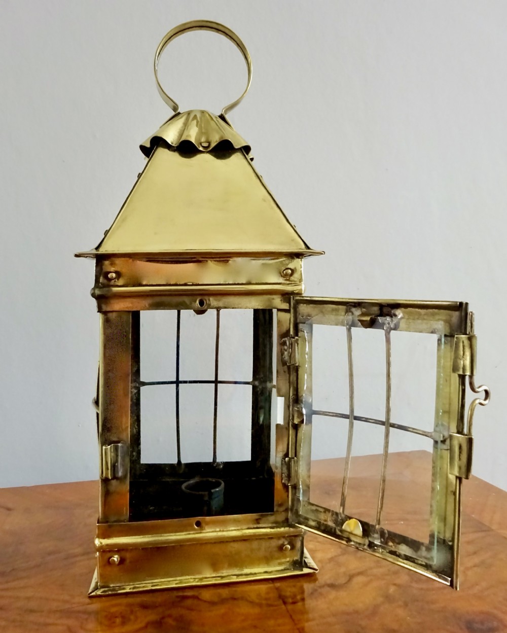 VICTORIAN BRASS CANDLE LANTERN View II