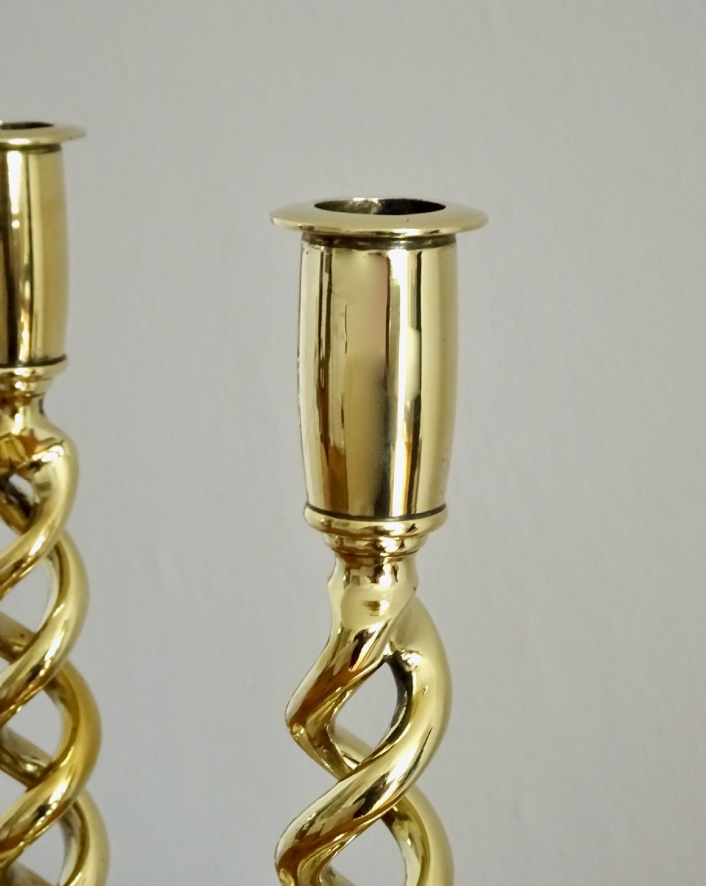 PAIR BRASS SPIRAL  CANDLESTICKS View VI
