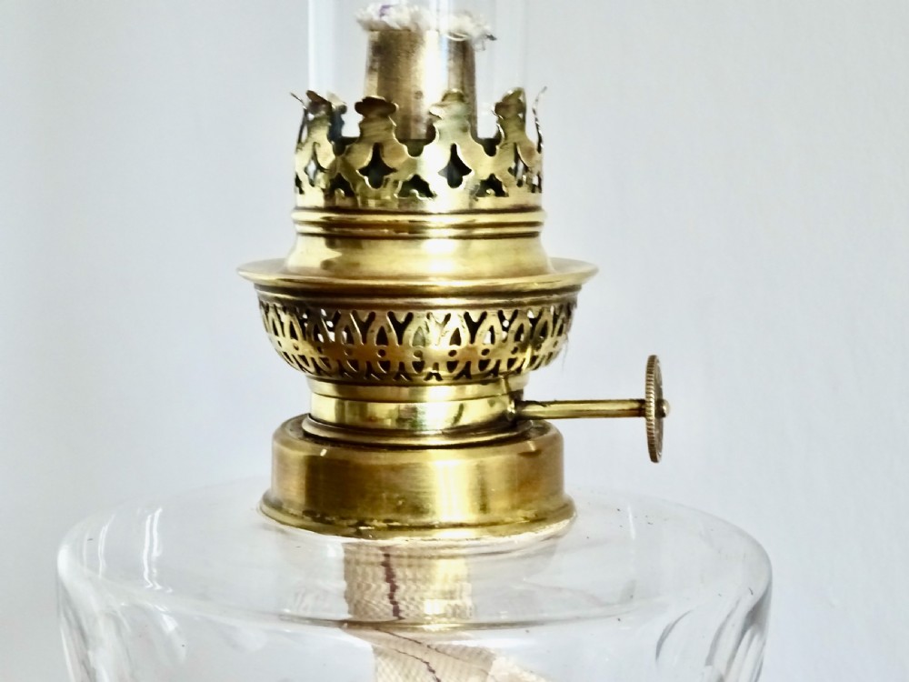 FRENCH OIL LAMP WITH ORIGINAL CHIMNEY View III