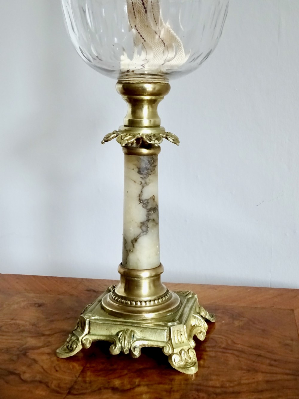 FRENCH OIL LAMP WITH ORIGINAL CHIMNEY View V