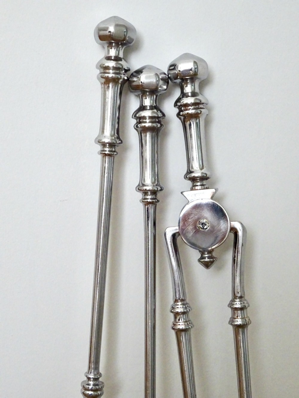 SET OF POLISHED STEEL FIRE IRONS View II