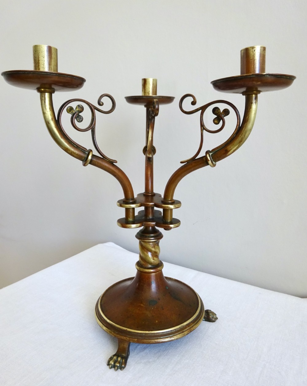 C1900-1930 A BRASS CANDLEABRA 