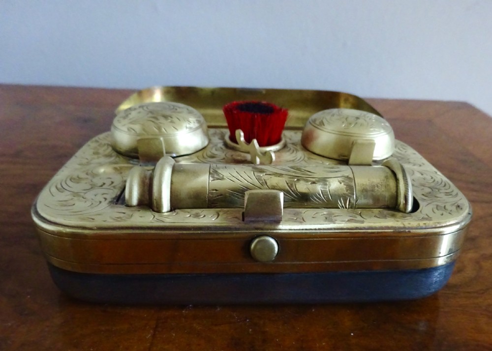 VICTORIAN DOUBLE TRAVELLING INK SET WITH PEN HOLDER AND CANDLE View VIII