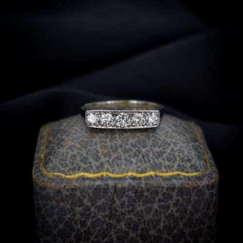 Vintage Diamond Five Stone 14ct 14k White Gold Ring | Vintage Band