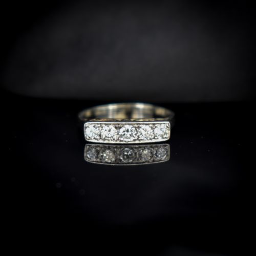 fig 2. Vintage Diamond Five Stone 14ct 14K White Gold Ring | Vintage Band