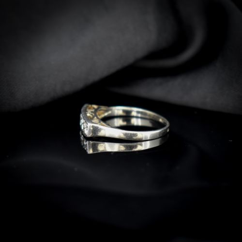 fig 5. Vintage Diamond Five Stone 14ct 14K White Gold Ring | Vintage Band