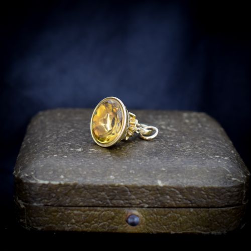 Antique Foiled Citrine Gold Miniature Small Fob Seal Charm
