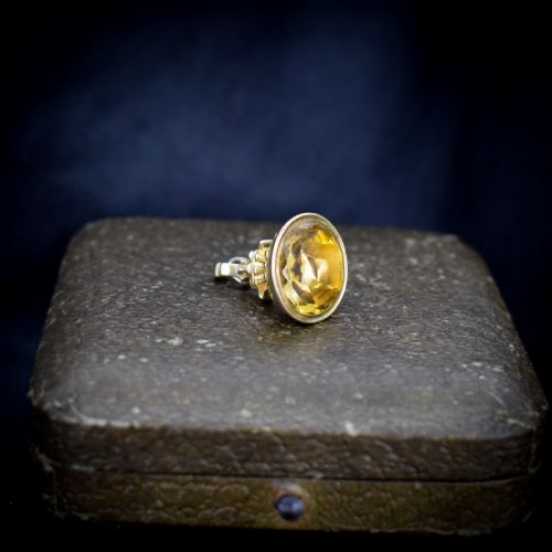 fig 1. Antique Foiled Citrine Gold Miniature Small Fob Seal Charm