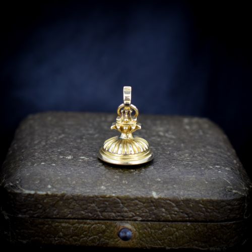 fig 2. Antique Foiled Citrine Gold Miniature Small Fob Seal Charm
