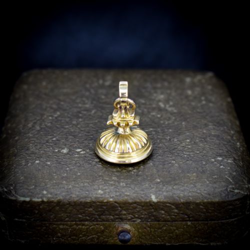 fig 3. Antique Foiled Citrine Gold Miniature Small Fob Seal Charm