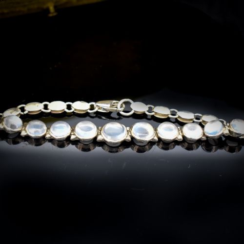 fig 2. Antique Cabochon Moonstone Hinged Sterling Silver Bracelet | Circa. 1900 | 7