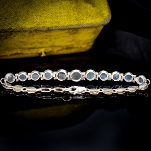 fig 6. Antique Cabochon Moonstone Hinged Sterling Silver Bracelet | Circa. 1900 | 7