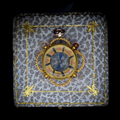 Antique Edwardian 9ct 9k Gold Compass Pendant Charm - Dated Chester 1902
