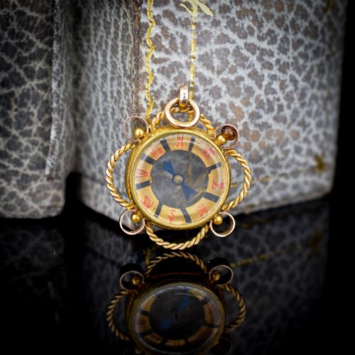 fig 1. Antique Edwardian 9ct 9K Gold Compass Pendant Charm - Dated Chester 1902