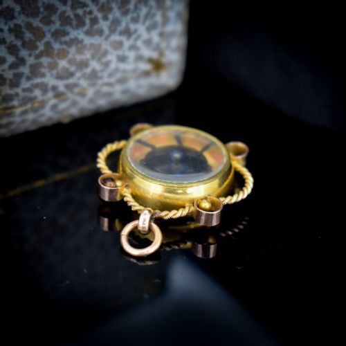 fig 5. Antique Edwardian 9ct 9K Gold Compass Pendant Charm - Dated Chester 1902